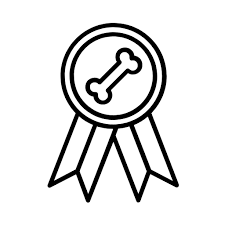 Line drawing of a ribbon with a bone symbol on a white background
