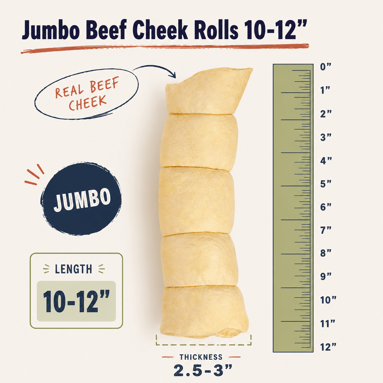 Jumbo Beef Cheek Rolls 10-12 in
