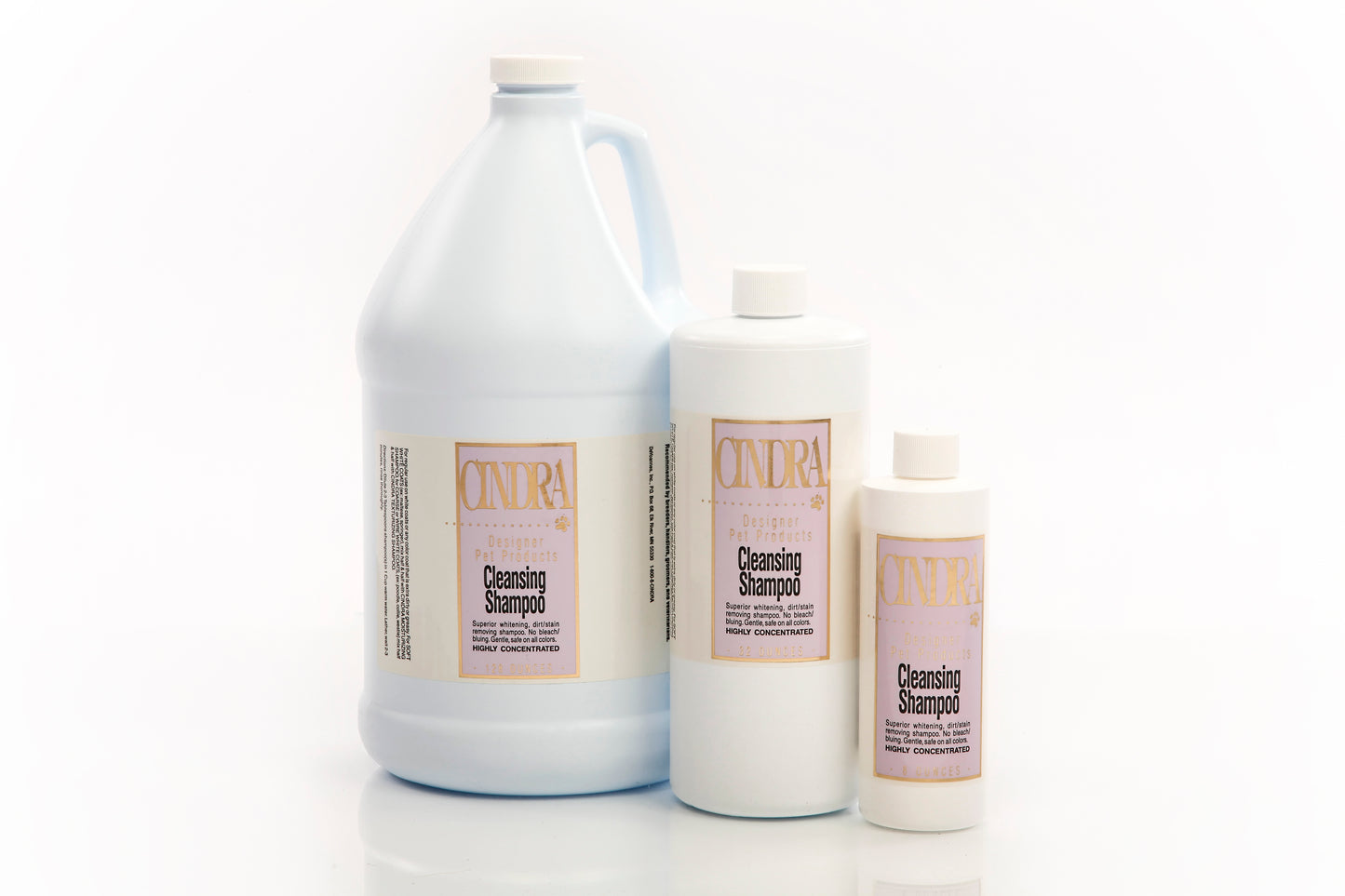 Cindra Cleansing Shampoo – professional deep cleansing dog shampoo that removes dirt, oil, and buildup while leaving coats fresh, shiny, and residue-free.